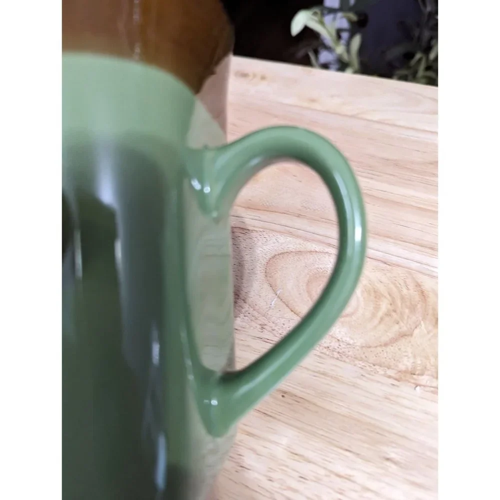 Royal Norfolk stoneware coffee tea mug green brown square bottom 5 in Replacemen